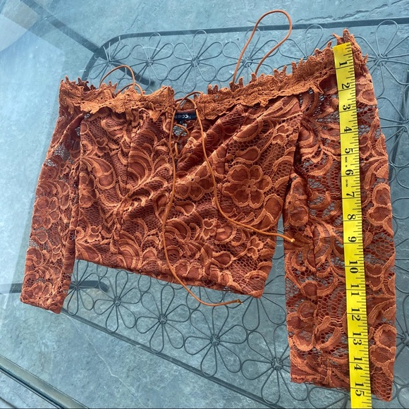 PaperMoon Burnt Orange Crop with Sleeves - Picture 13 of 13